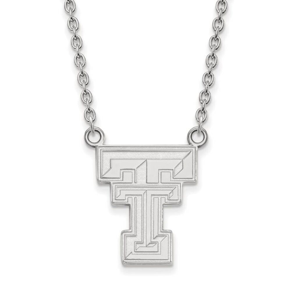 10k White Gold Texas Tech U Large 'TT' Pendant Necklace
